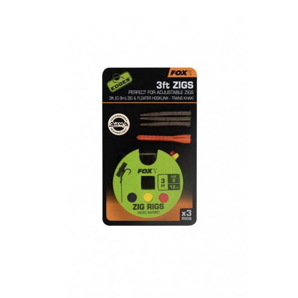 Fox Edges Zig Rig 8 - 12lb 3ft x 3 Voorgemonteerde haak