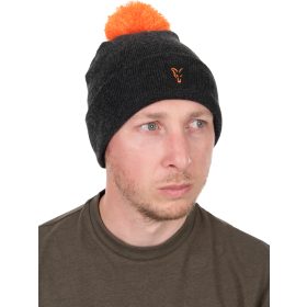 Fox Collection Bobble Hat Zwart-Oranje Pomponmuts