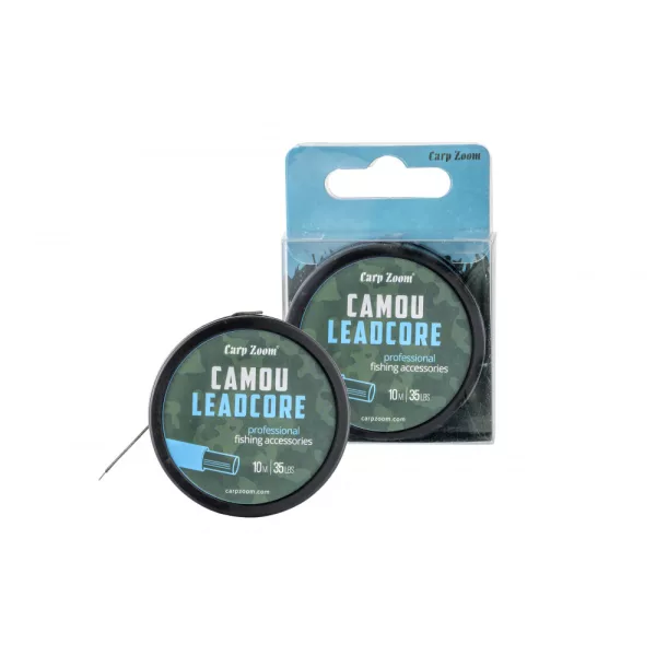 Carp Zoom Camou 10m 25lb Camouflage Loodkern Gevlochten Onderlijn