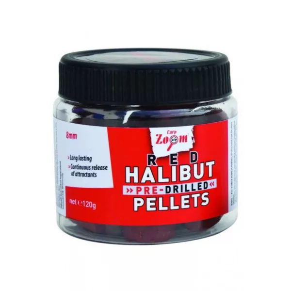 Carp Zoom CZ Rode voorgeboorde heilbot haakpellets, 8 mm, heilbot, 120 g
