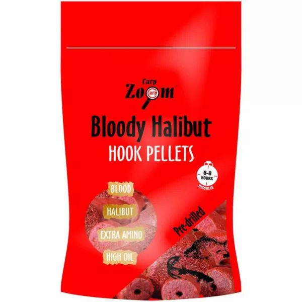 Carp Zoom CZ Geboorde aardbei halibut haakpellets, 8 mm, aardbei, vis, 150 g