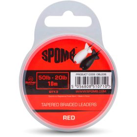   Spomb Tapered Gevlochten Leaders Rood Gevlochten Taps Toelopend 0,38mm-0,20mm Werpleader 3 stuks