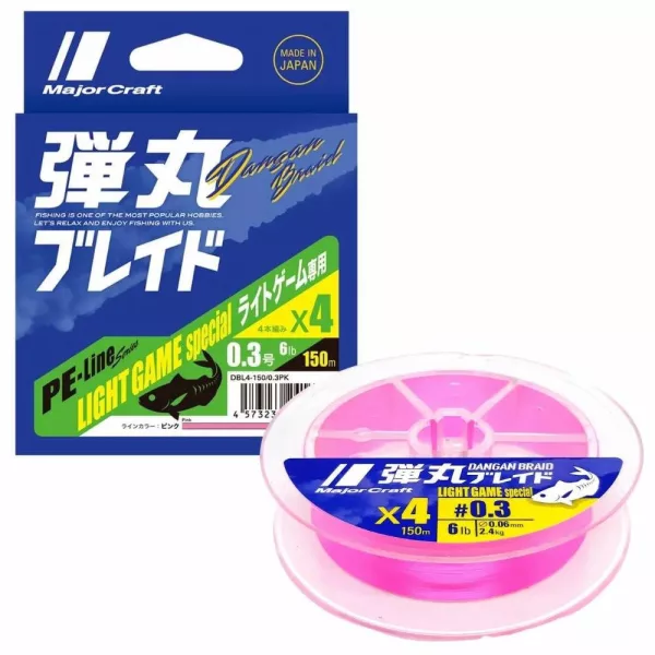 Major Craft Dangan Braid X4 Light Game 0,06mm 150m Pink Fonott Zsinór