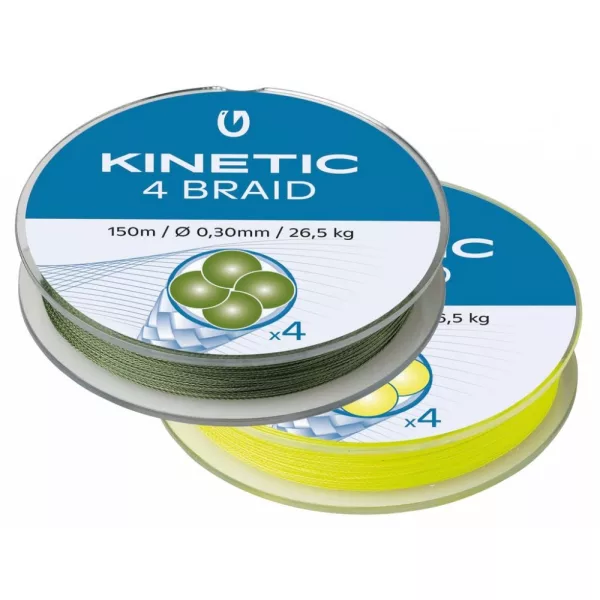 KINETIC 4 Braid 150m 0,14mm/14,8kg Fluo Yellow Gevlochten lijn