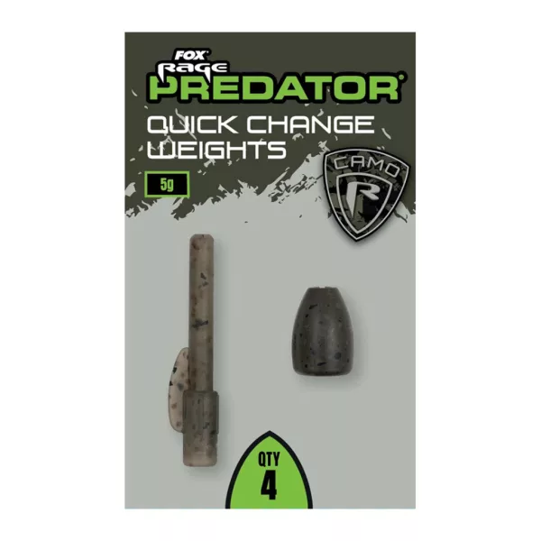 Fox Rage Predator Camo Quick Change Weights Snelwissel Drijfgewicht 5gr 4db