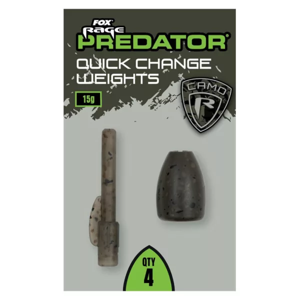 Fox Rage Predator Camo Quick Change Weights Snelwissel Drijfgewicht 15gr 4db