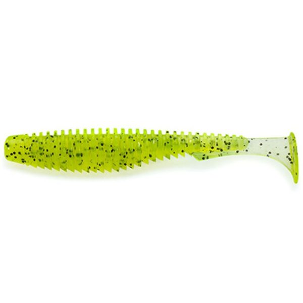 FISHUP U-Shad 5,08cm (10pcs.), #055 - Chartreuse/Black Plastic kunstaas