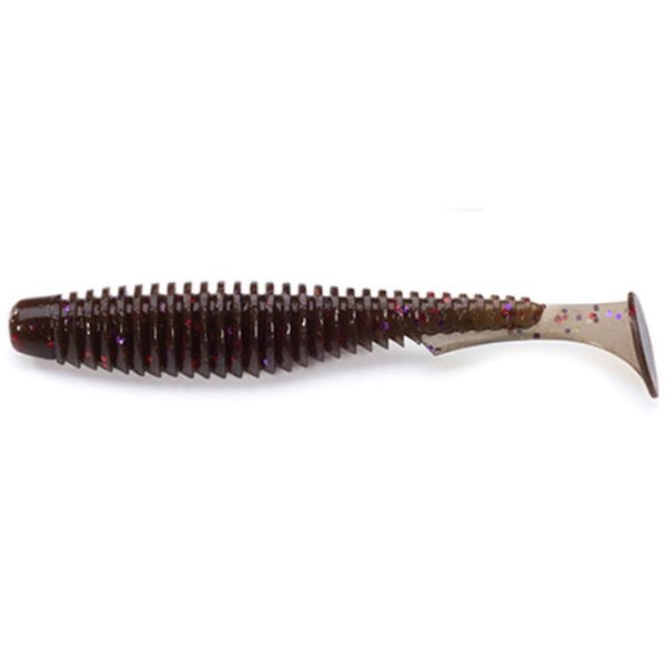 FISHUP U-Shad 6,35cm (9pcs.), #050 - Green Pumpkin Brown/Red & Purple Plastic kunstaas