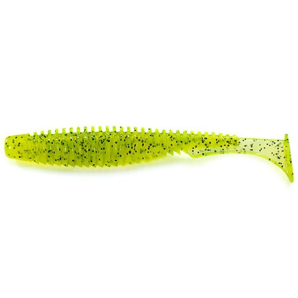 FISHUP U-Shad 10,16cm (8st.), #055 - Chartreuse/Zwart Kunststof kunstaas