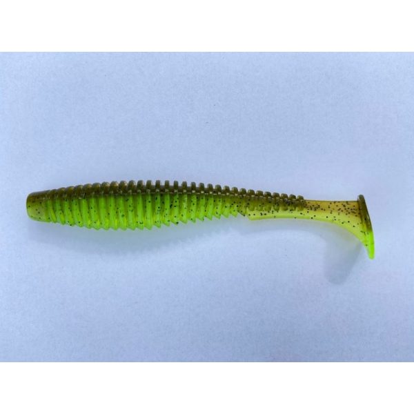 FISHUP U-Shad 10,16cm (8 stuks), #204 - Groene Pompoen/Chartreuse Plastic kunstaas