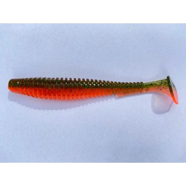 FISHUP U-Shad 10,16cm (8 stuks), #205 - Watermeloen/Flo Oranje Plastic kunstaas
