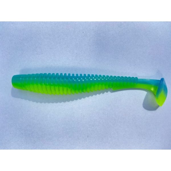 FISHUP U-Shad 10,16cm (8 stuks), #206 - Hemel/Chartreuse Plastic kunstaas