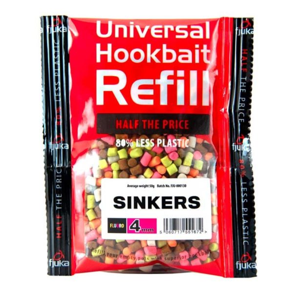 Fjuka Sinkers Mixex Colours 4mm Zinkend Aas Navulverpakking 50gr