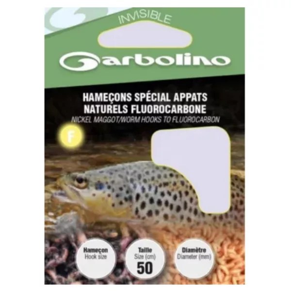 Garbolino Maggot/Caster Hooks To Nylon 16 Plaatjes, Barbed Monofilament Voorgeknoopte Haak 10 stuks