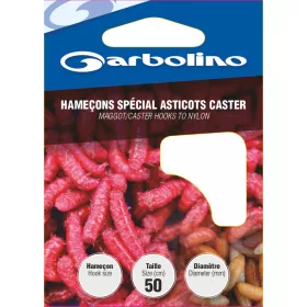   Garbolino Maggot/Caster Hooks To Nylon 12 Plaatjes, Barbed Monofilament Voorgeknoopte Haak 10 stuks