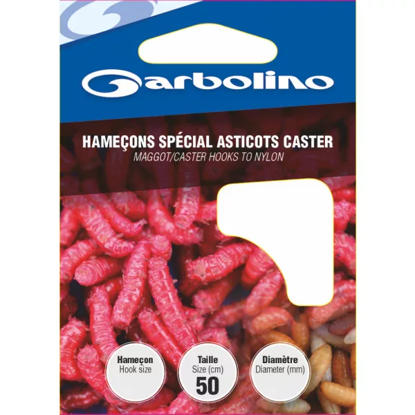Garbolino Maggot/Caster Hooks To Nylon 14 Plaatjes, Barbed Monofilament Voorgeknoopte Haak 10 stuks