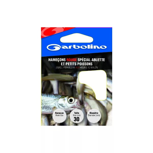 GARBOLINO SMALL FISH/BLEAK RED HTN 22 (SIZE 22 LINE 0,07mm) voorgebonden haak