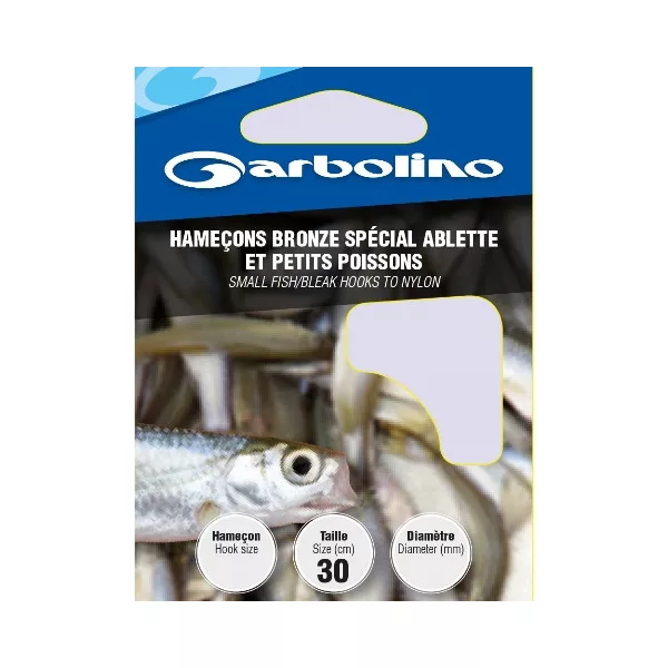 GARBOLINO SMALL FISH/BLEAK BRONZE 20 (SIZE 20 LINE 0,08mm) voorgeknoopte haak