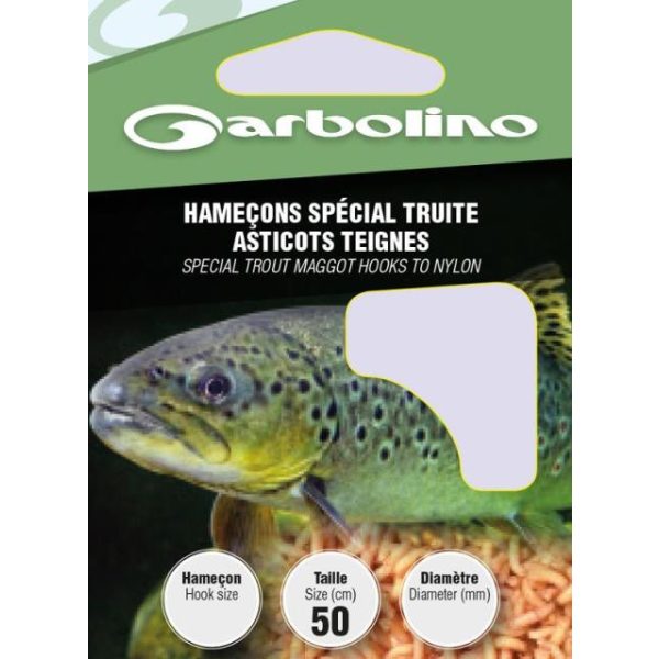 Garbolino Forel Madenhaken Aan Nylon 16 Met plaatje, Met weerhaak Voorgeknoopte Monofilament haak 10 stuks