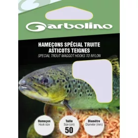   Garbolino Forel Madenhaken Aan Nylon 6 Met plaatje, Met weerhaak Voorgeknoopte Monofilament haak 10 stuks