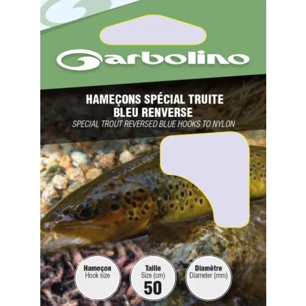 Garbolino Forel Omgekeerde Blauwe Haken Aan Nylon 10 Met plaatje, Met weerhaak Voorgeknoopte Monofilament haak 10 stuks