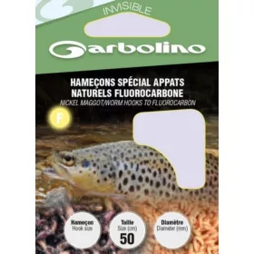   Garbolino Nikkel Maden-/Wormhaken Aan Fluorocarbon 16 Met plaatje, Met weerhaak Voorgeknoopte Monofilament haak 10 stuks