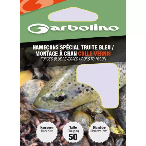 Garbolino Blauwe Omgekeerde Haken Aan Nylon 12 Met plaatje, Met weerhaak Voorgeknoopte haak 10 stuks