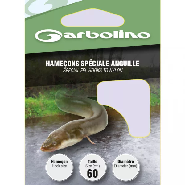 Garbolino - SPECIAL EEL L22 H8 - Monofil voorgeknoopte haak - Voorgeknoopte haak - Haak met weerhaak, Haak met plaatje