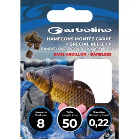   Garbolino Special Pellet Carp Hook To Nylon 0,18mm 50cm 14 haak met platte steel Zonder Weerhaak Monofil Voorgebonden Haak 10 stuks