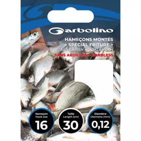   Garbolino Special Silvers Hook to Nylon 0,12mm 30cm 16 haak met platte steel Zonder Weerhaak Monofil Voorgebonden Haak 10 stuks