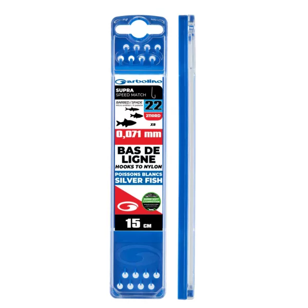 Garbolino Competition Hooks To Nylon 20 Plaatjes, Met Weerhaak Ultra Speed Match Monofil Voorgebonden Haak 8st