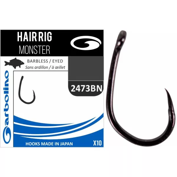 Garbolino Monster Hair Rig 2473BN 12 Oog weerhaakloze karperhaak