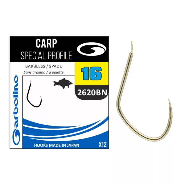 Garbolino Carp Special Profile 2620BN maat 8, met platte steel, weerhaakloze feederhaak 14 stuks