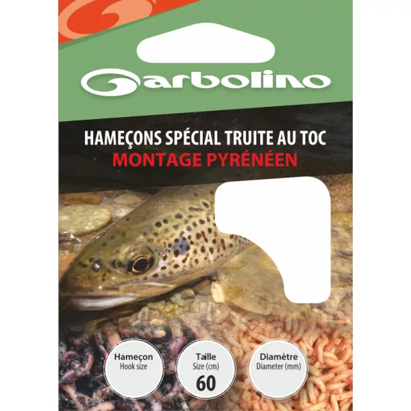 Garbolino Speciale Forelhaken / Pyreneeën Rig 12 Met plaatje, Met weerhaak Voorgeknoopte Monofilament haak 10 stuks