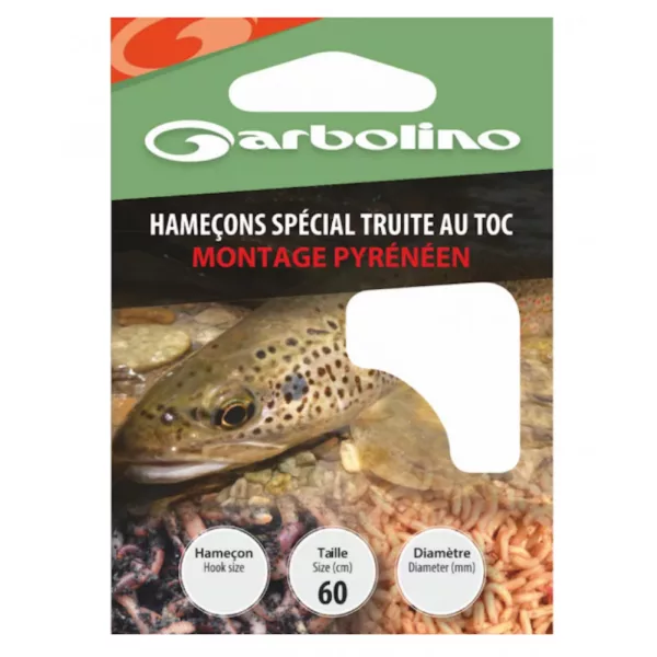 Garbolino Speciale Forelhaken / Pyreneeën Rig 16 Met plaatje, Met weerhaak Voorgeknoopte Monofilament haak 10 stuks