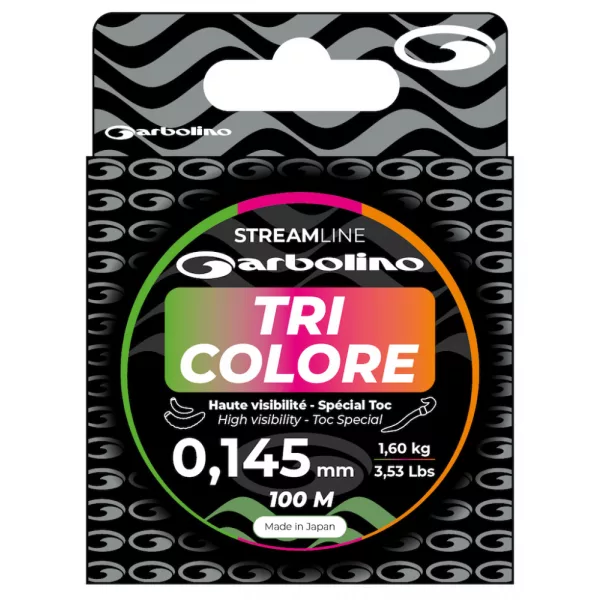Garbolino - STREAMLINE TOC TRI-COLORE HAUTE VISIBILITE - 100M - Hoofdlijn - Monofilament lijn - Forel lijn