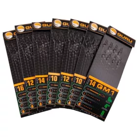   GURU QM1 STANDARD HAIR READY RIGS 4 Size voorgeknoopte QM1 haak 14 (0.17mm)