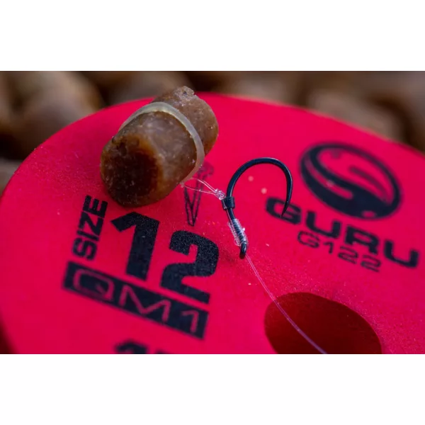 Guru QM1 Bait Bands 12 met oog, weerhaakloze monofilament voorgeknoopte haak 8 stuks