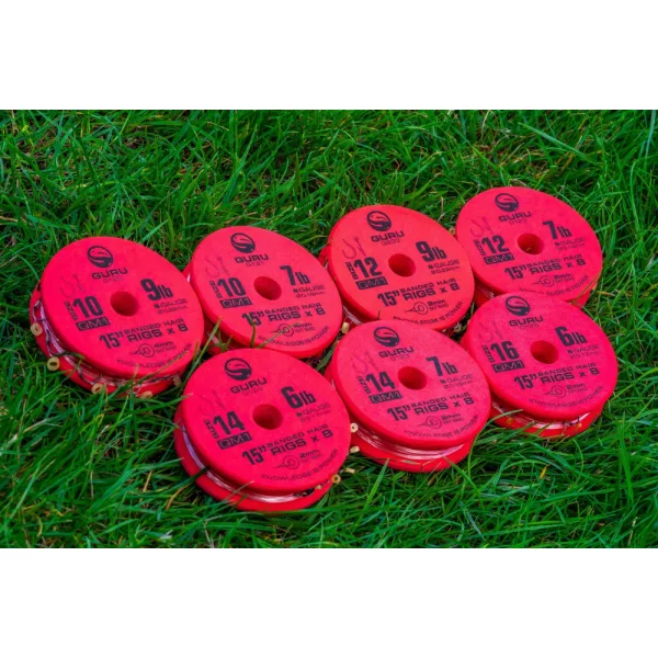 Guru QM1 Bait Bands 10 met oog, weerhaakloze monofilament voorgeknoopte haak 8 stuks