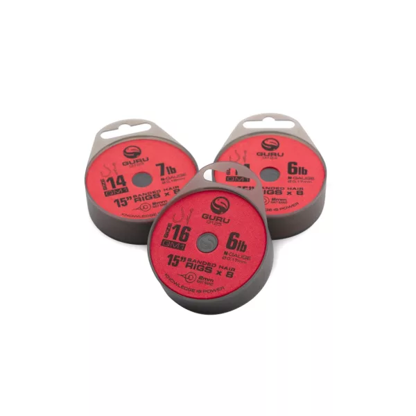 Guru QM1 Bait Bands 14 met oog, weerhaakloze monofilament voorgeknoopte haak 8 stuks