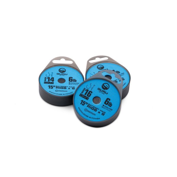 Guru QM1 Bayonet 16 met oog, weerhaakloze monofilament voorgeknoopte haak 8 stuks