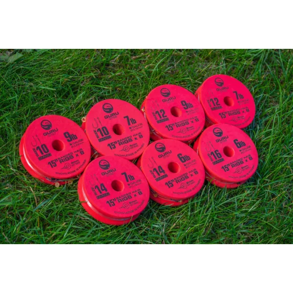 Guru QM1 Bait Bands 12 met oog, weerhaakloze monofilament voorgeknoopte haak 8 stuks
