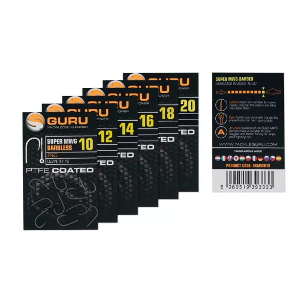 Guru MWG 8 Oog, Barbless Feeder Haak 10st
