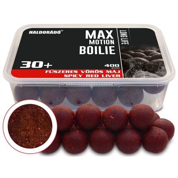Haldorádó Max Motion Boilie Long Life Gekruide Rode Lever 400gr 30mm Boilie