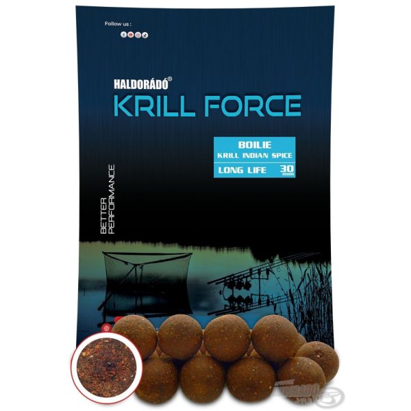 Haldorádó Krill Force Boilie Long Life 30mm Krill Indian Spice Voer Boilie 700gr