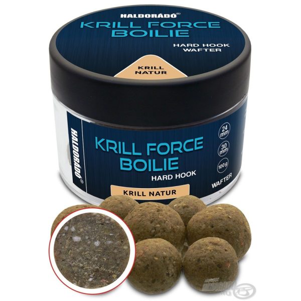 Haldorádó Krill Force Boilie Hard Hook Wafter 24, 30 mm Krill Natur Lokboilie 100gr