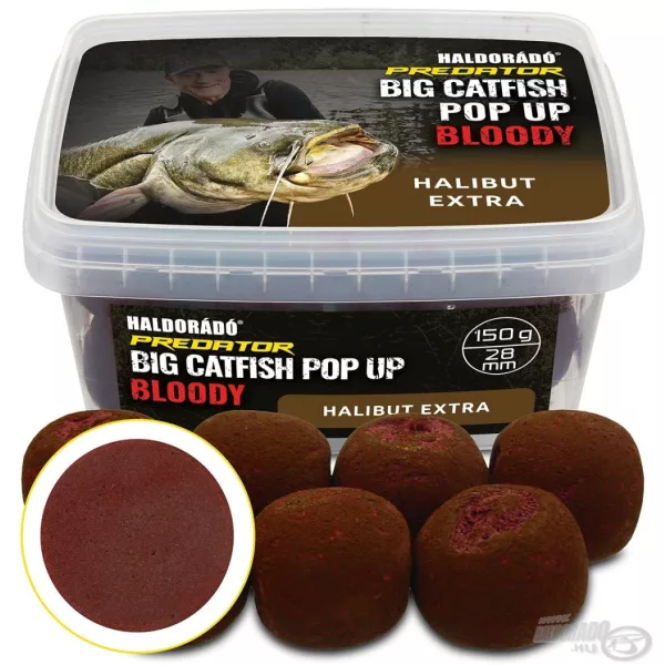 Haldorádó Catfish Pop Up 28mm Bloody Halibut Extra Meerval Haakaas 200gr