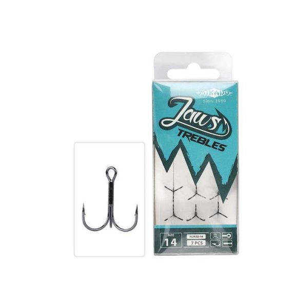 Mikado Jaws Dreg 8, met oog en weerhaak, roofvishaak, 7 stuks