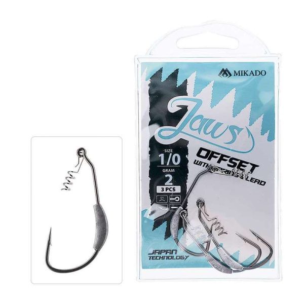 Mikado Jaws Offset met Schroef en Lood 3/0 3gr Oog Baard Offset Haak 3st
