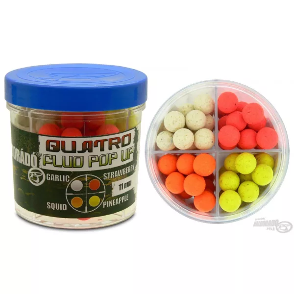 Haldorádó Quatro Fluo Pop Up Boilies 11 mm / 4 smaken in één doos